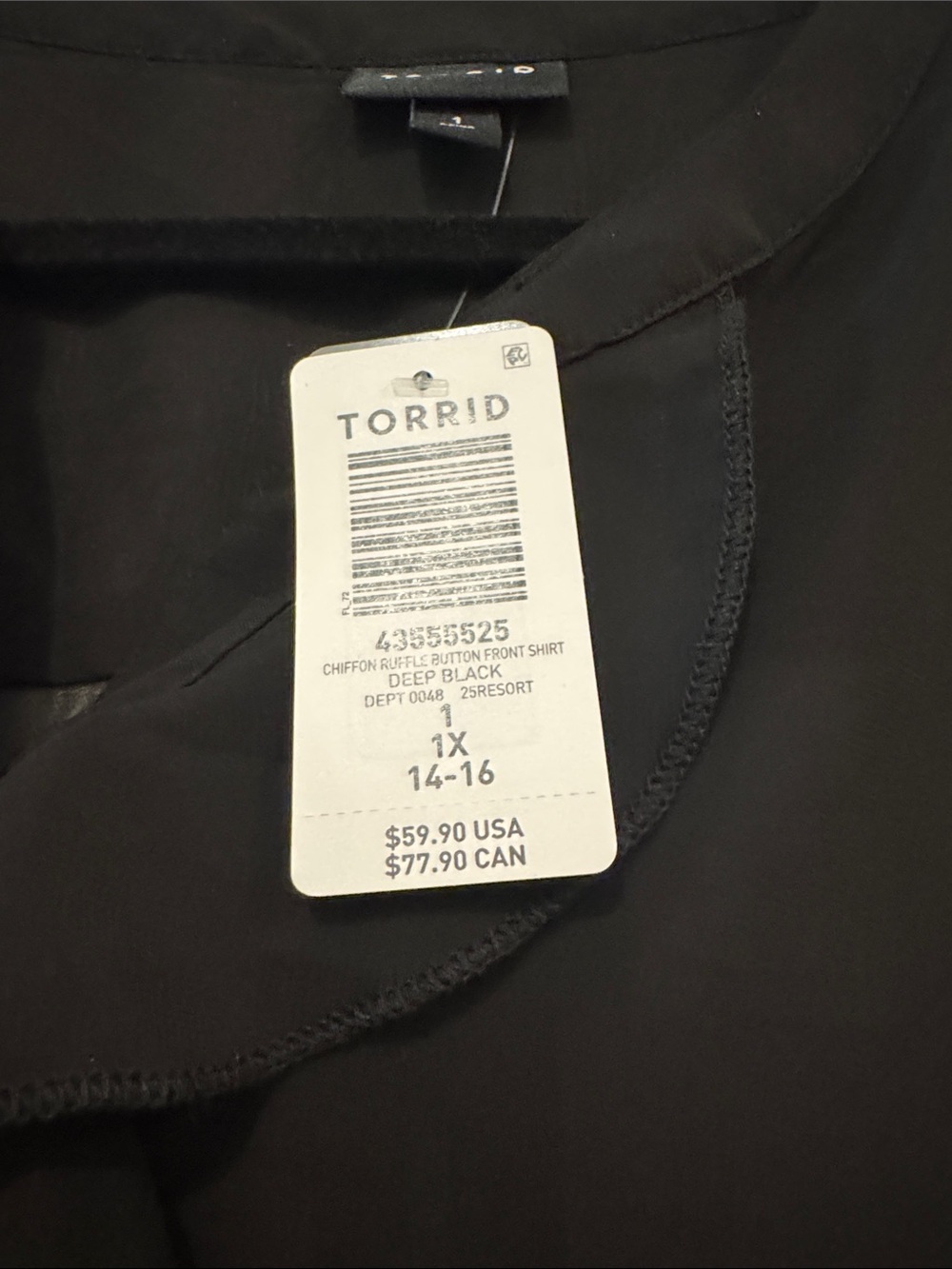 Torrid Sheer Ruffle-Front Blouse - Black - Picture 9 of 9